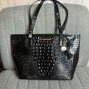 Brahmin Melbourne Embossed Black Tote Handbag